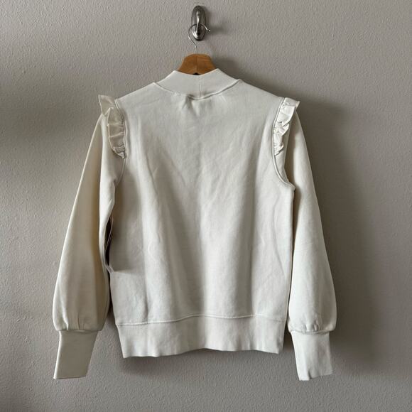 NWT Goodthreads Cream Mock Neck Sweater Ruffles Ribbed Hem Sz XS - Picture 4 of 6